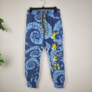 Blue Tie Dye Minions Cartoon Print Youth Joggers Medium